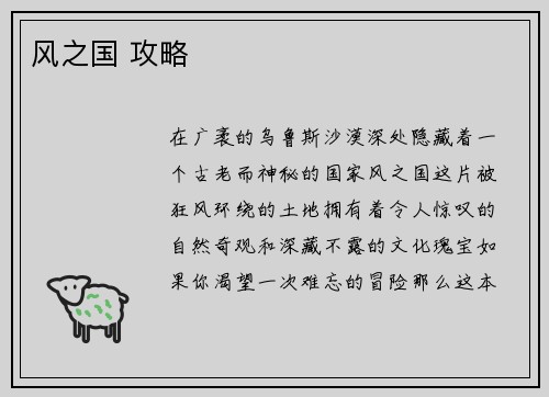 风之国 攻略